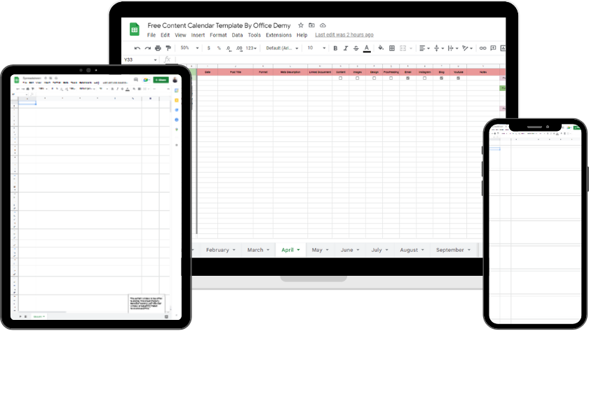 Free Content Calendar Template in Google Sheets 3