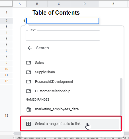 How to Generate a Table of Contents in Google Sheets 5