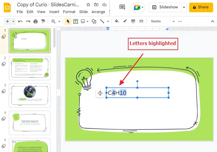 How to Subscript in Google Slides 3