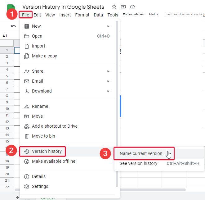 Version History in Google Sheets 11