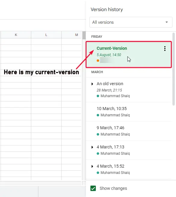 Version History in Google Sheets 14