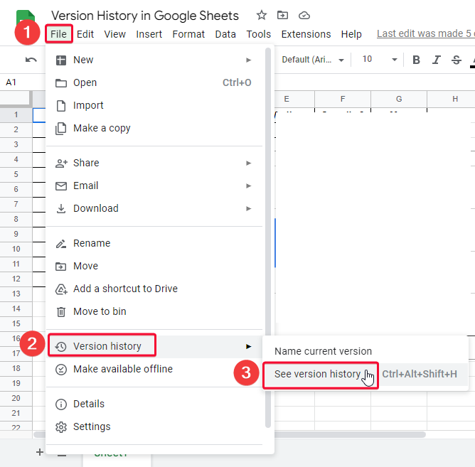 Version History in Google Sheets 15