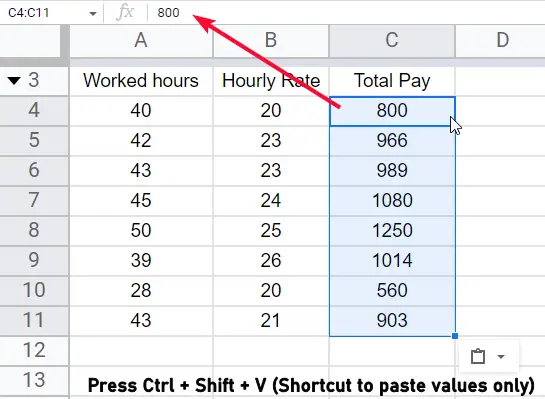 how to Convert Formulas to Values in Google Sheets 10