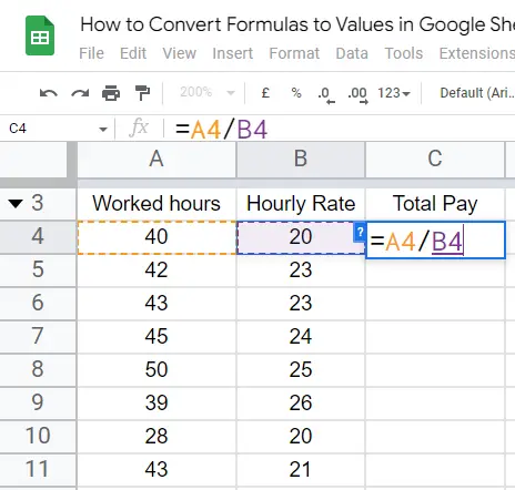 how to Convert Formulas to Values in Google Sheets 2