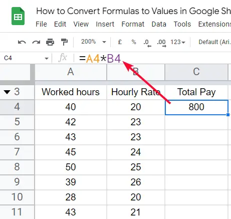 how to Convert Formulas to Values in Google Sheets 3