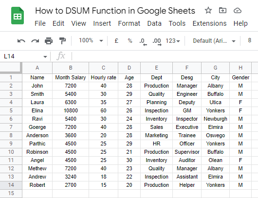 how to DSUM Function in Google Sheets 1