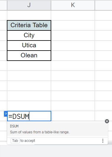 how to DSUM Function in Google Sheets 13
