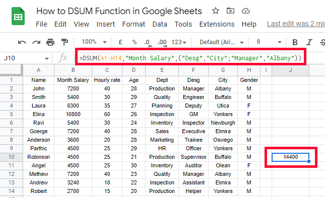 how to DSUM Function in Google Sheets 23