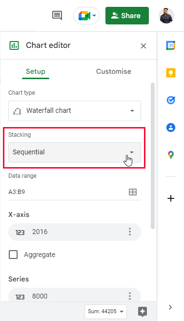 how to Make a Waterfall Chart in Google Sheets 6