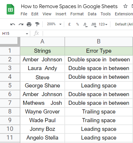how to Remove Spaces In Google Sheets 1