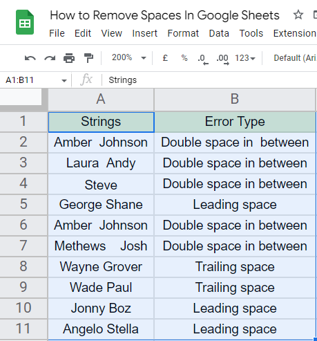 how to Remove Spaces In Google Sheets 2