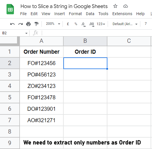 how to Slice a String in Google Sheets 1
