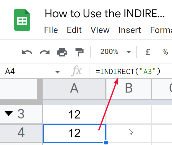 how to Use the INDIRECT Function in Google Sheets 1
