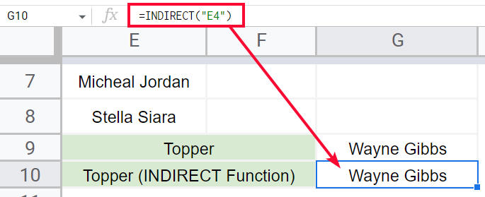 how to Use the INDIRECT Function in Google Sheets 12
