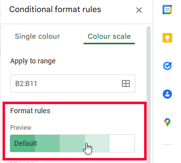 how to use Color Scale in Google Sheets 6