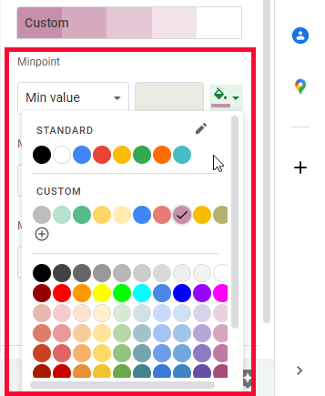 how to use Color Scale in Google Sheets 10