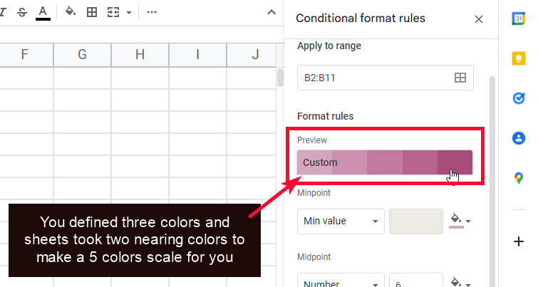 how to use Color Scale in Google Sheets 16