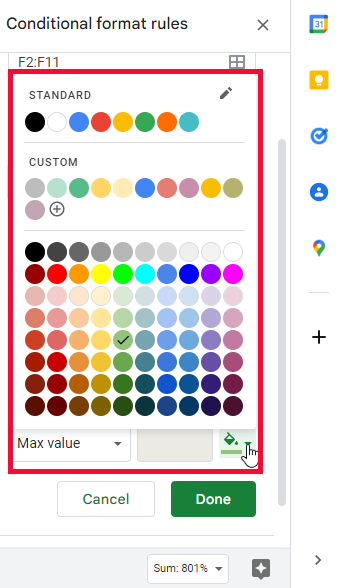 how to use Color Scale in Google Sheets 23