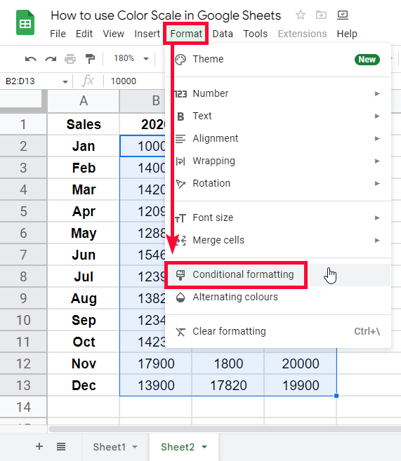 how to use Color Scale in Google Sheets 27
