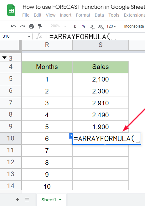 how to use FORECAST Function in Google Sheets 31