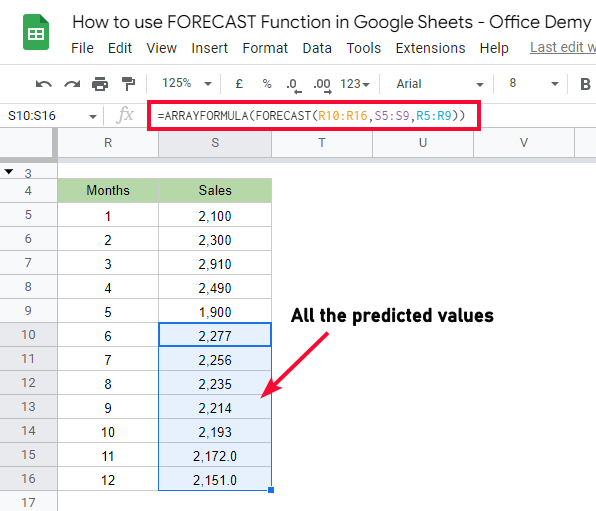how to use FORECAST Function in Google Sheets 34