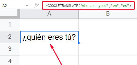 how to use Google Translate Function in Google Sheets 2