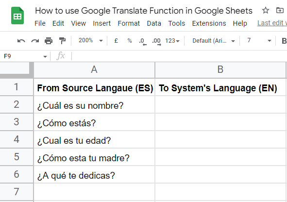 how to use Google Translate Function in Google Sheets 9