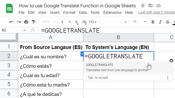 how to use Google Translate Function in Google Sheets 10