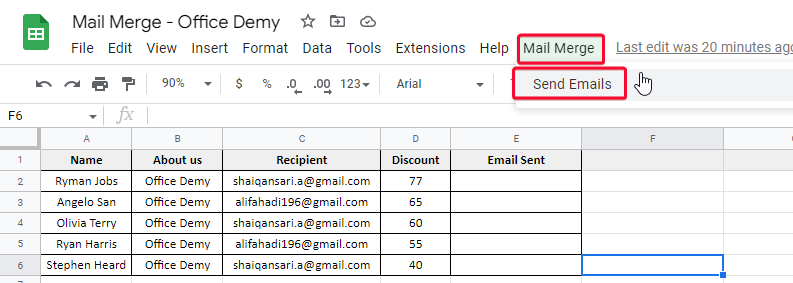 how to use Mail Merge in Google Sheets 17