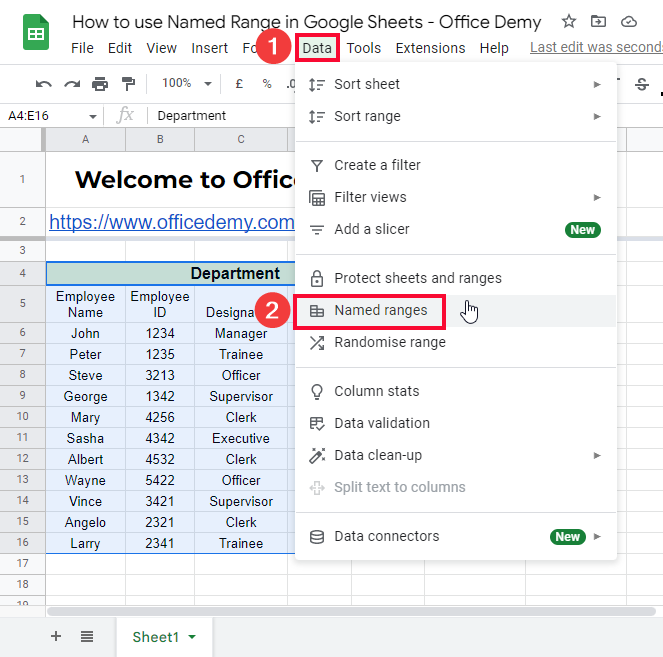 how to use Named Range in Google Sheets 2
