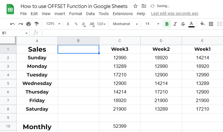 how to use OFFSET Function in Google Sheets 23