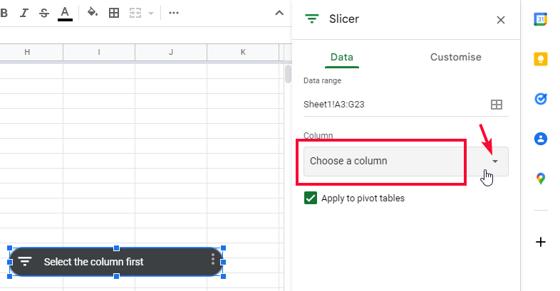 how to use Slicer in Google Sheets 6