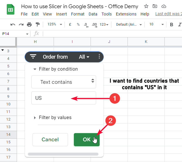 how to use Slicer in Google Sheets 14