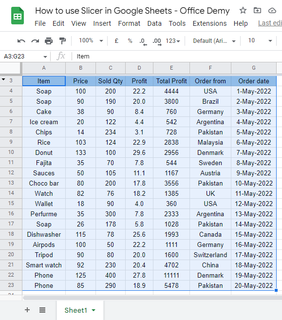 how to use Slicer in Google Sheets 32