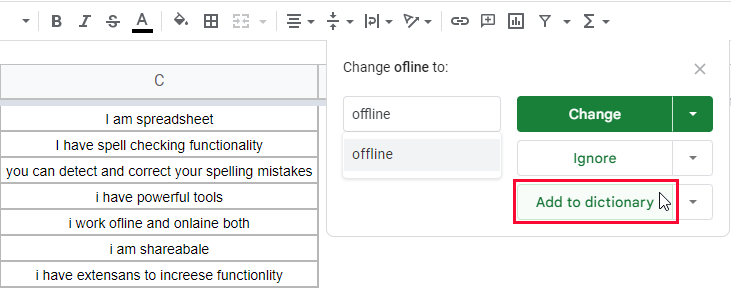 how to use Spell Check in Google Sheets 16