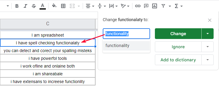 how to use Spell Check in Google Sheets 8