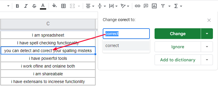 how to use Spell Check in Google Sheets 9