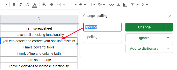 how to use Spell Check in Google Sheets 10