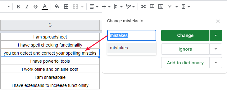 how to use Spell Check in Google Sheets 11