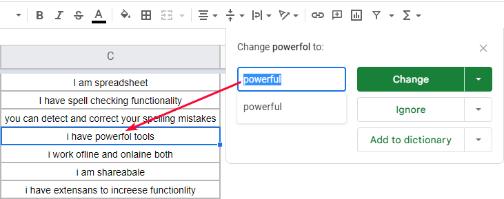 how to use Spell Check in Google Sheets 12