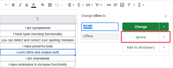 how to use Spell Check in Google Sheets 14