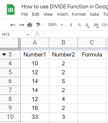 how to use the DIVIDE Function in Google Sheets 9