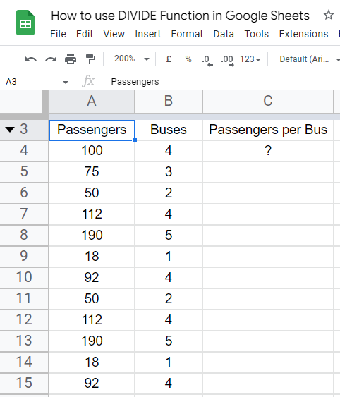 how to use the DIVIDE Function in Google Sheets 18