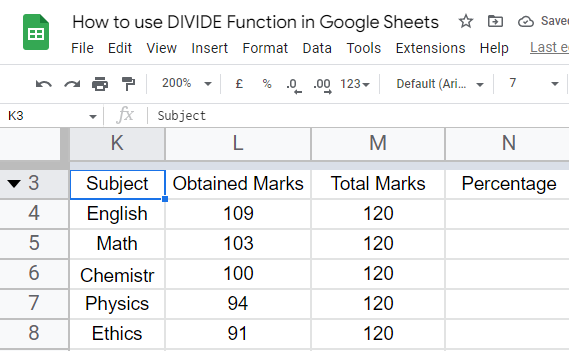 how to use the DIVIDE Function in Google Sheets 30