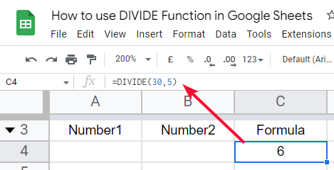 how to use the DIVIDE Function in Google Sheets 8