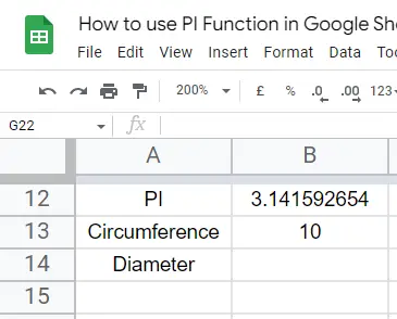 how to use the PI Function in Google Sheets 6
