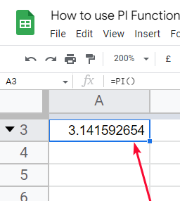 how to use the PI Function in Google Sheets 5