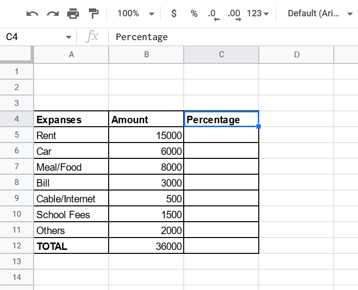 How to Calculate Percentage in Google Sheets 1