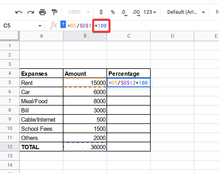 How to Calculate Percentage in Google Sheets 4