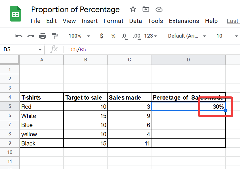 How to Calculate Percentage in Google Sheets 11